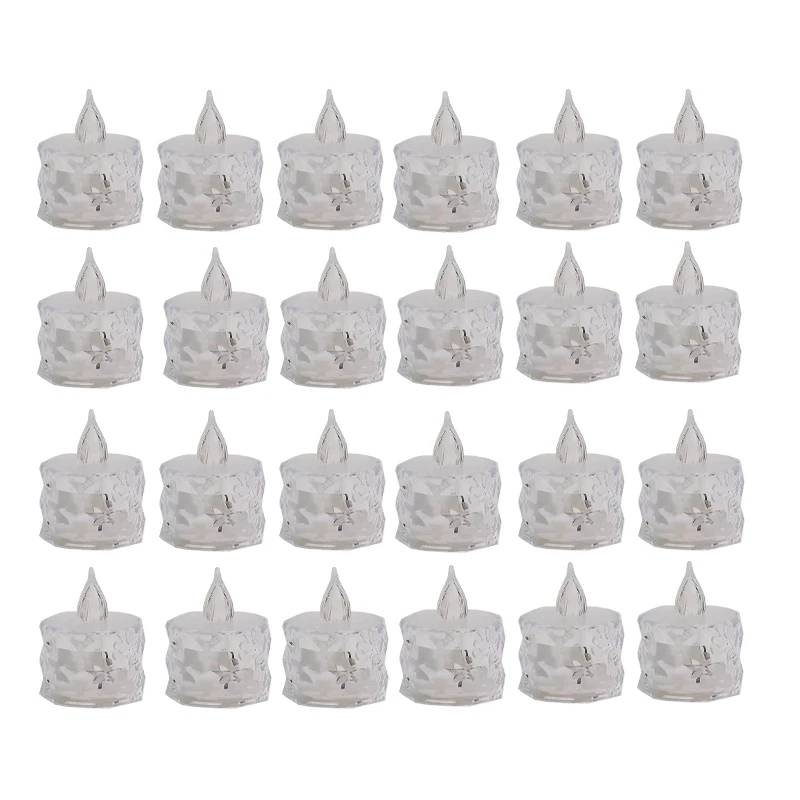 پک 24 عددی شمع led کریستالی شفاف مدل دیاموند