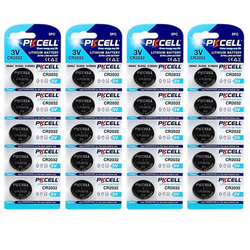 پک 20 عددی باتری سکه ای پی‌کی سل مدل CR2032 3V Lithium Manganese