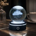 گوی چرخشی شیشه ای طرح ابر و باران